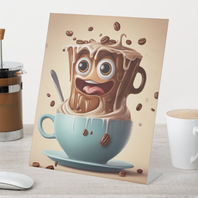 Expositor En L Café loco -Rótulo Pedestal (In Situ)