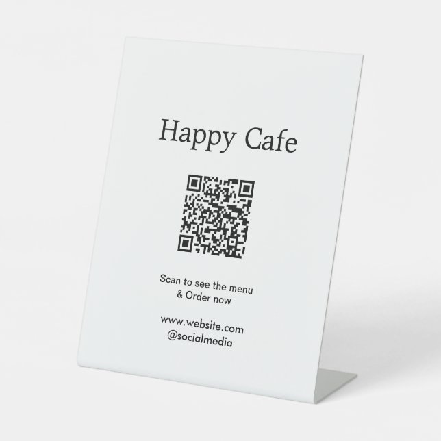 Expositor En L Cafe restaurant scan para ver el menú pedir hotel  (Anverso)