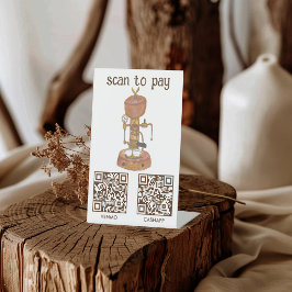 Expositor En L Café SCAN PARA PAGAR QR Vintage Espresso Acuarela