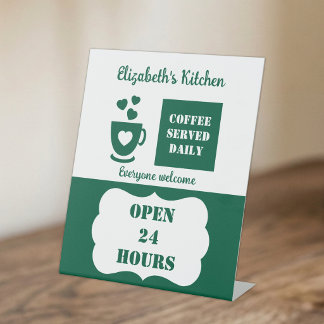 Expositor En L Café verde y blanco servido diariamente 24 horas