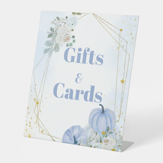 Expositor En L Caída Calabaza Azul Niño Ducha de bebé Regalo y Ró (Anverso)