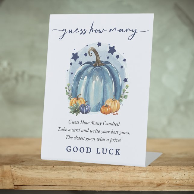 Expositor En L Calabaza Azul Bebé Niño Ducha Adivinan Cuántos (Subido por el creador)