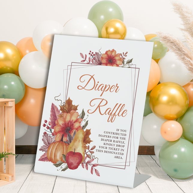Expositor En L Calabaza Caída Floral Baby Shower Diaper Raffle (Subido por el creador)