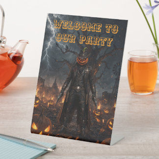 Expositor En L Calabaza Sheriff Vaquero de Halloween Espeluznante