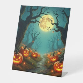 Expositor En L Calabazas de Halloween y luna grande