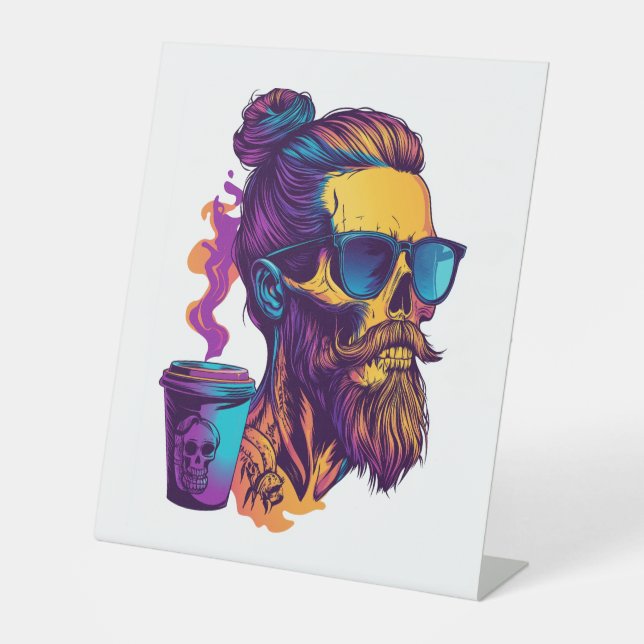 Expositor En L Calavera Caffeinada - Funny Barista Skeleton (Anverso)