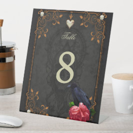 Expositor En L Calavera gótica y Raven.