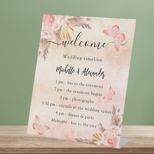 Expositor En L Calendario del programa de bodas de mariposa rosa  (Subido por el creador)