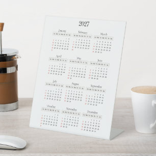 Expositor En L Calendario Minimalista Negro 2027 Cualquier colo