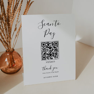 Expositor En L Caligrafía formal simple moderna QR Scan para paga