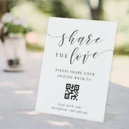 Expositor En L Caligrafía moderna boda comparte el amor código QR