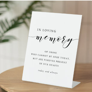 Expositor En L Caligrafía moderna en mesa de boda en memoria amor