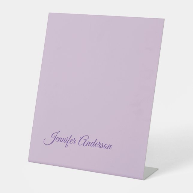 Expositor En L Caligrafía Pastel Thistle Pink Nombre personalizad (Anverso)