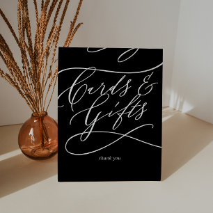 Expositor En L Caligrafía romántica Tarjetas negras oscuras y reg