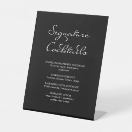 Expositor En L Caligrafía Signature Cocktails Boda negro