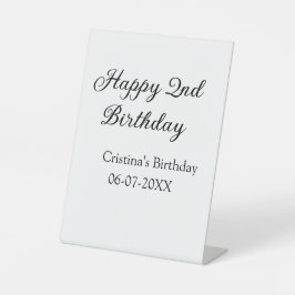 Expositor En L caligrafía simple mínimo feliz segundo cumpleaños