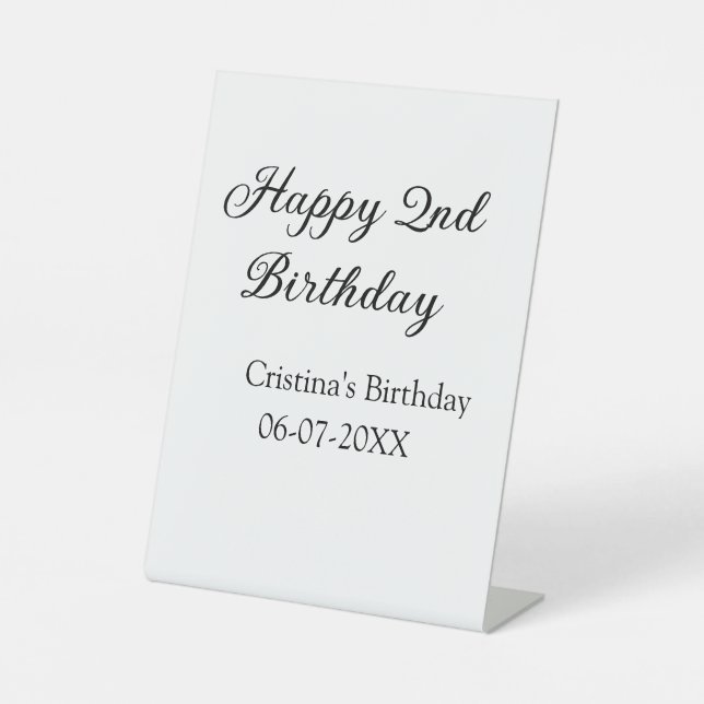 Expositor En L caligrafía simple mínimo feliz segundo cumpleaños (Anverso)