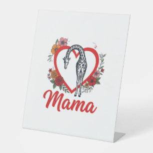 Expositor En L Camiseta Floral Corazón Mamá Jirafa Vintage Diseño