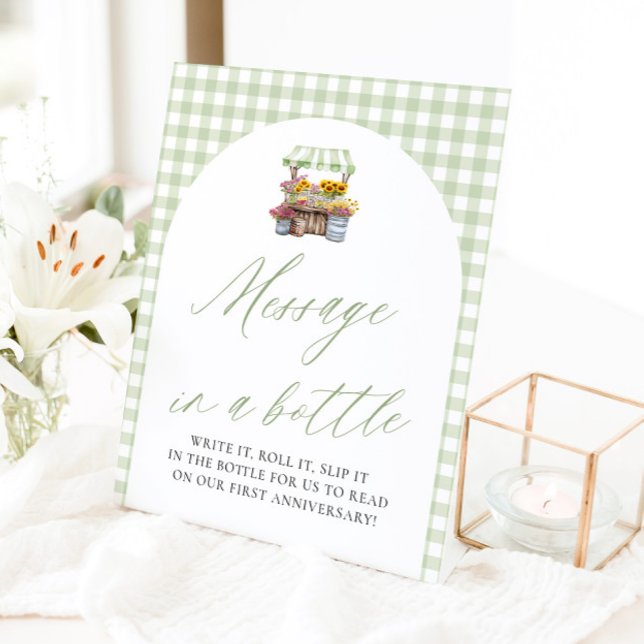 Expositor En L Campesinos Verdes Comercializan Mensaje En Un Rótu (Sage Green Farmers Market Message In A Bottle Game Sign)