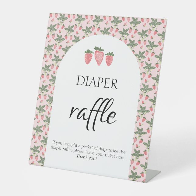 Expositor En L Campos de fresa Rótulo Baby Shower Diaper Raffle (Anverso)