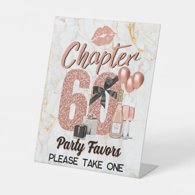 Expositor En L Capítulo 60 Rosa Oro 60 cumpleaños elegante (Anverso)