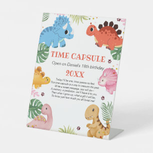 Expositor En L Cápsula de tiempo de fiesta de cumpleaños de dinos