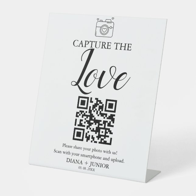 Expositor En L Captura moderna El Rótulo de código QR del Boda de (Anverso)