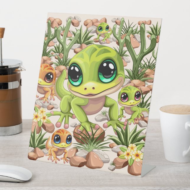 Expositor En L Caracteres de dibujos animados de Baby Geckos Cute (In Situ)