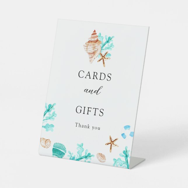 Expositor En L Cards and Gifts Coastal Seashell Beach Wedding (Anverso)