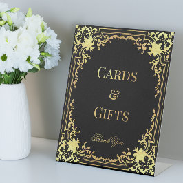 Expositor En L Cards & Gifts Black Faux Gold Foil Vintage Elegant