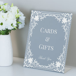 Expositor En L Cards Gifts Dusty Blue Elegant Vintage White Frame