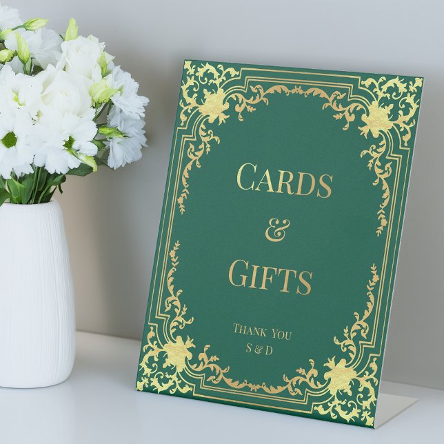 Expositor En L Cards Gifts Emerald Green Faux Gold Wedding Ornate (Subido por el creador)
