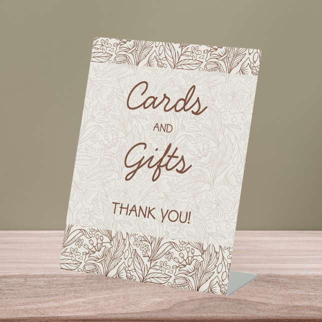 Expositor En L Cards & Gifts Floral Brown Bridal Shower (Cards & Gifts Floral Brown Bridal Shower Pedestal Sign)
