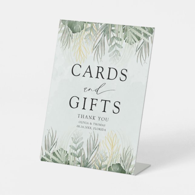 Expositor En L Cards & Gifts Green Tropical Wedding (Anverso)