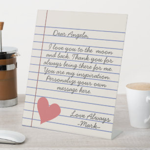 Expositor En L Carta de amor o mensaje manuscrito para portátiles