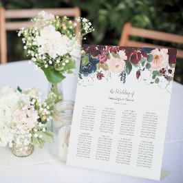 Expositor En L Carta de la Marina Azul y Borgoña Floral