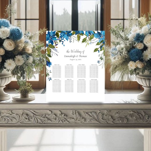 Expositor En L Carta de los invitados Poinsettia Floral Turquesa (Subido por el creador)