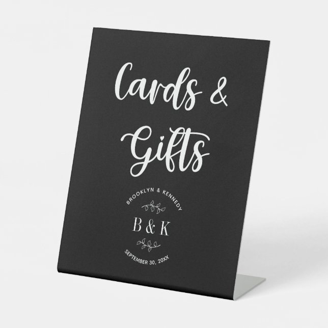 Expositor En L Cartas y regalos de boda floral en monograma blanc (Anverso)