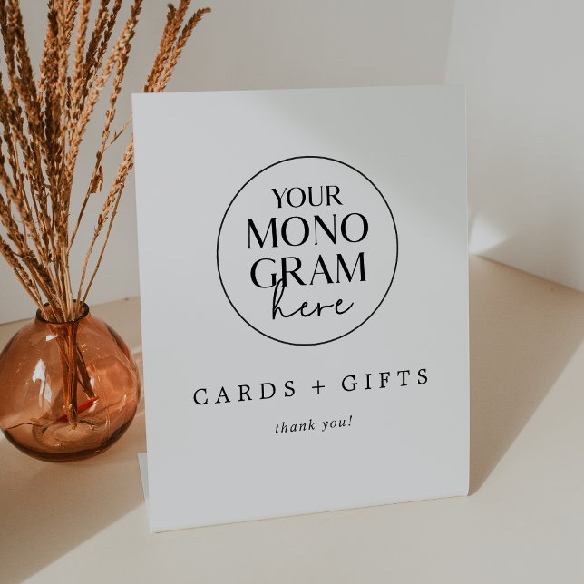 Expositor En L Cartas y regalos de boda mínimos de monograma MEGH (MEGHAN Monogram Minimal Wedding Cards and Gifts Pedestal Sign)
