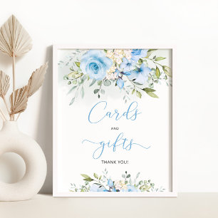 Expositor En L Cartas y regalos de follaje floral azul Rótulo pea