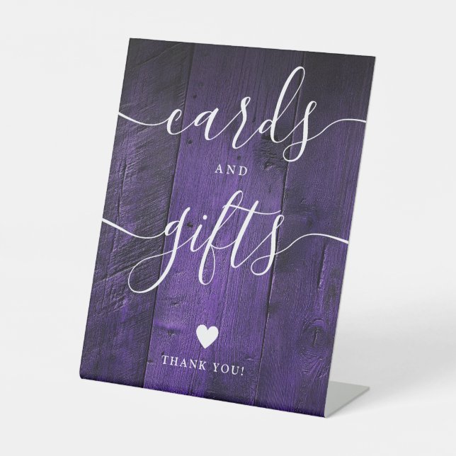 Expositor En L Cartas Y Regalos De Madera De Boho Rústico Púrpura (Anverso)