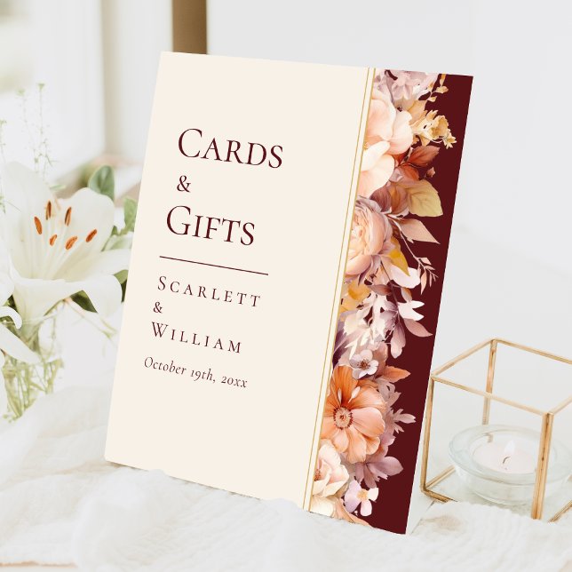 Expositor En L Cartas y regalos florales de borgoña de otoño (Subido por el creador)