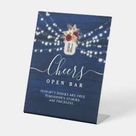 Expositor En L Cartel de barra abierta de boda rústica naval con 