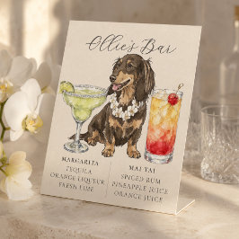 Expositor En L Cartel de barra de boda hawaiana con Dachshund tro