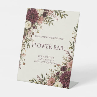 Expositor En L Cartel de barra de flores de boda de olivo ciruela
