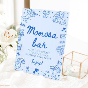 Expositor En L Cartel de barra de Momosa para baby shower azul mo