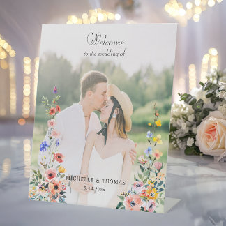Expositor En L Cartel de bienvenida de boda con flores silvestres