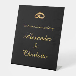 Expositor En L Cartel de bienvenida de boda con monograma de oro