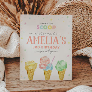 Expositor En L Cartel de bienvenida de cumpleaños de Pastel Ice C