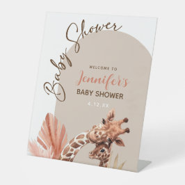 Expositor En L Cartel de bienvenida del puho Giraffe Baby Shower 